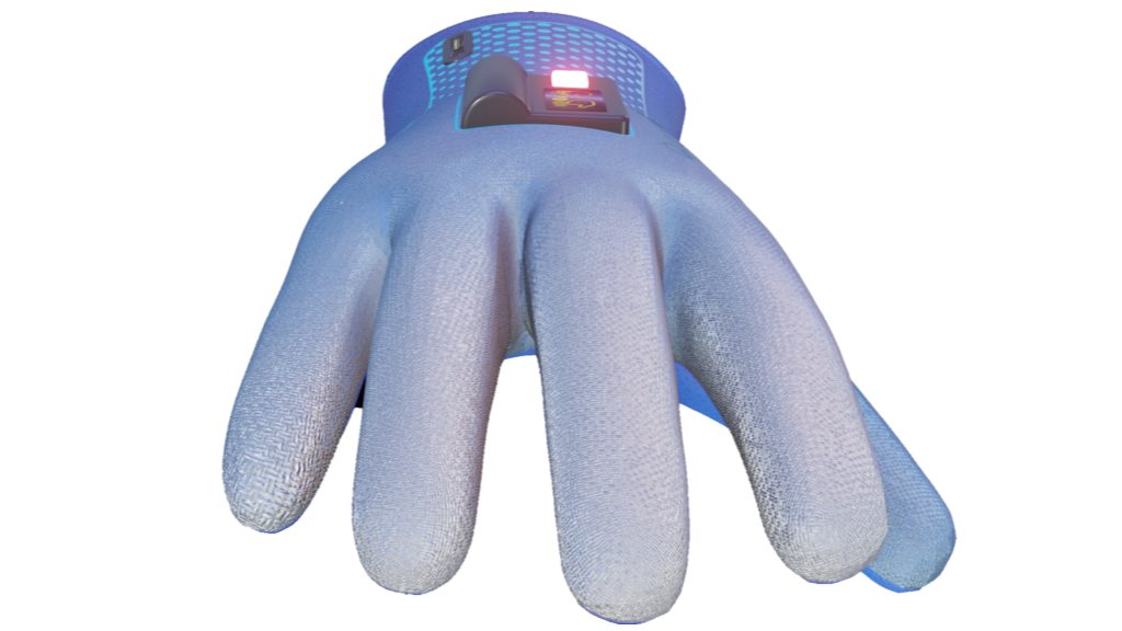 Render del guante electrónico Quantic visto desde los dedos